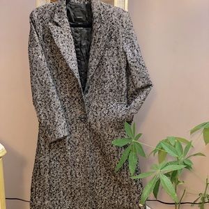 Black and white woven long pea coat size small